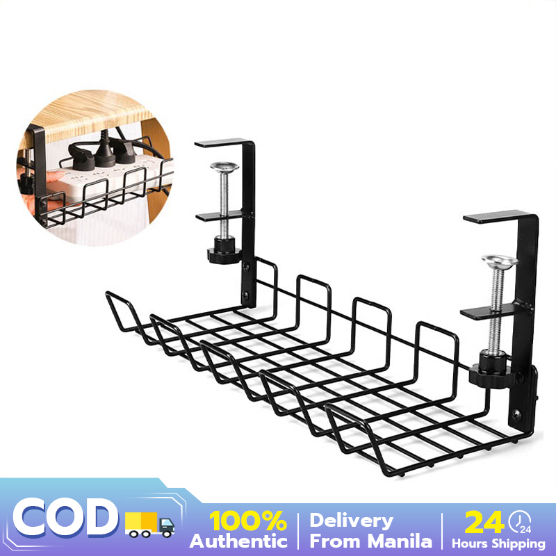 Under Table Storage Rack Cable Management Tray Desk Socket Holder Wire ...