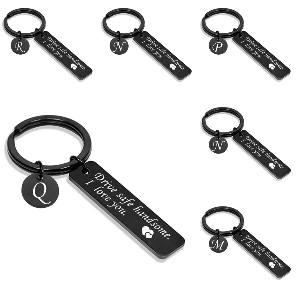 Stainless Steel Drive Safe Keychain 26 Letters A-Z KeyChain Father ...