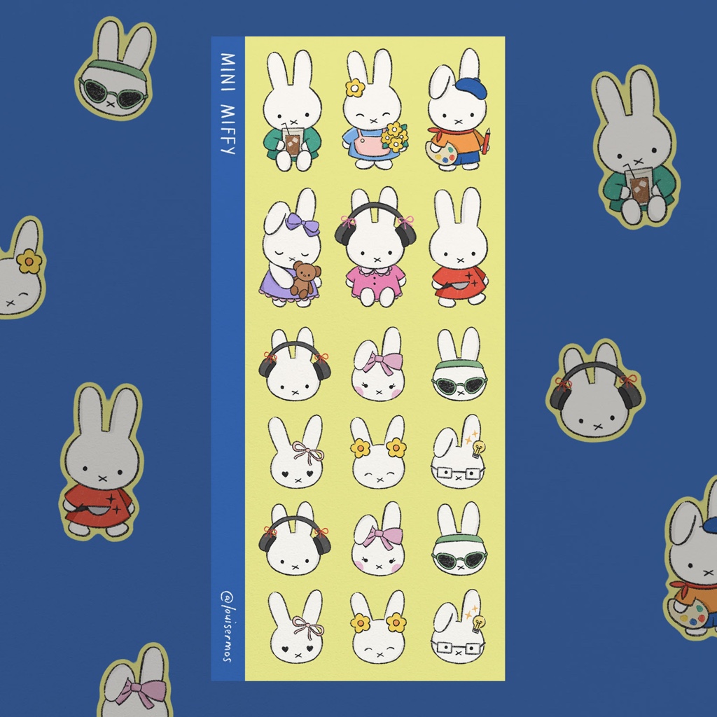 Mini Miffy Vinyl Sticker Sheets Glitter Laminated | Louise Ramos ...