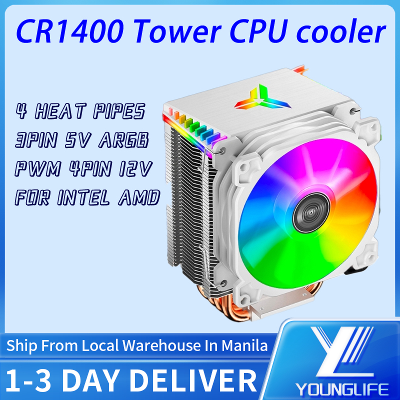 Jonsbo CR1400 4 Heatpipe Tower CPU Cooler RGB 3Pin Cooling Fans ...