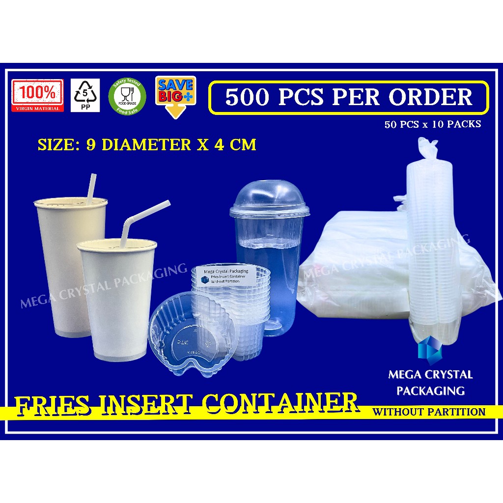 [ 500 PCS / 1 BUNDLE ] Fries Insert Container without Partition Clear ...