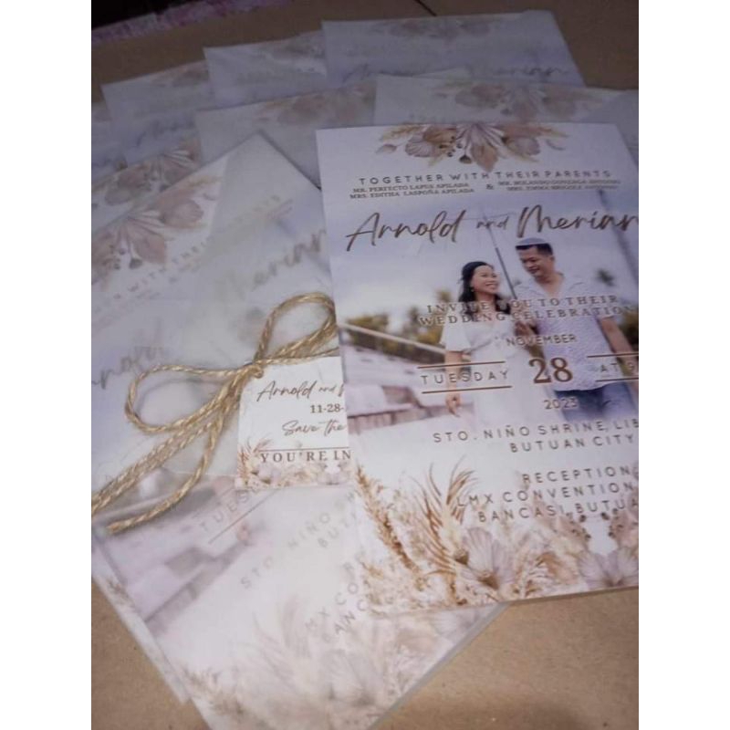30pcs Wedding Transparent Envelope Invitation Set w/ Insert Pages ...