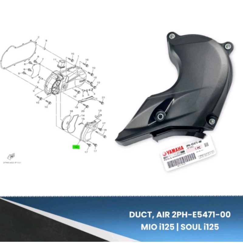 Yamaha Genuine Air Filter Cover And Duct Air SET MIO I 125 Yamaha Genuine Air Filter Cover And Duct Air SET MIO I 125