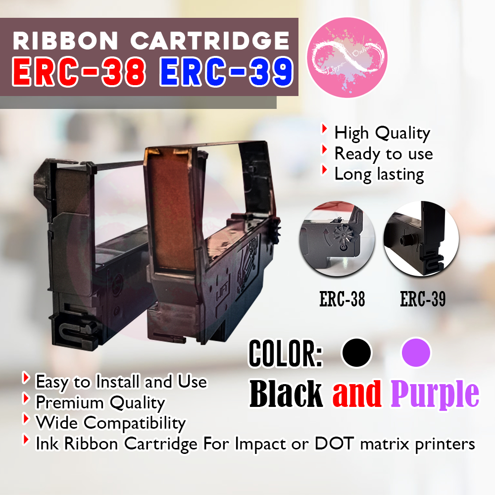 EPSON Compatible Ribbon Cartridge Black Purple ERC 39 / ERC 38 Ribbon ...