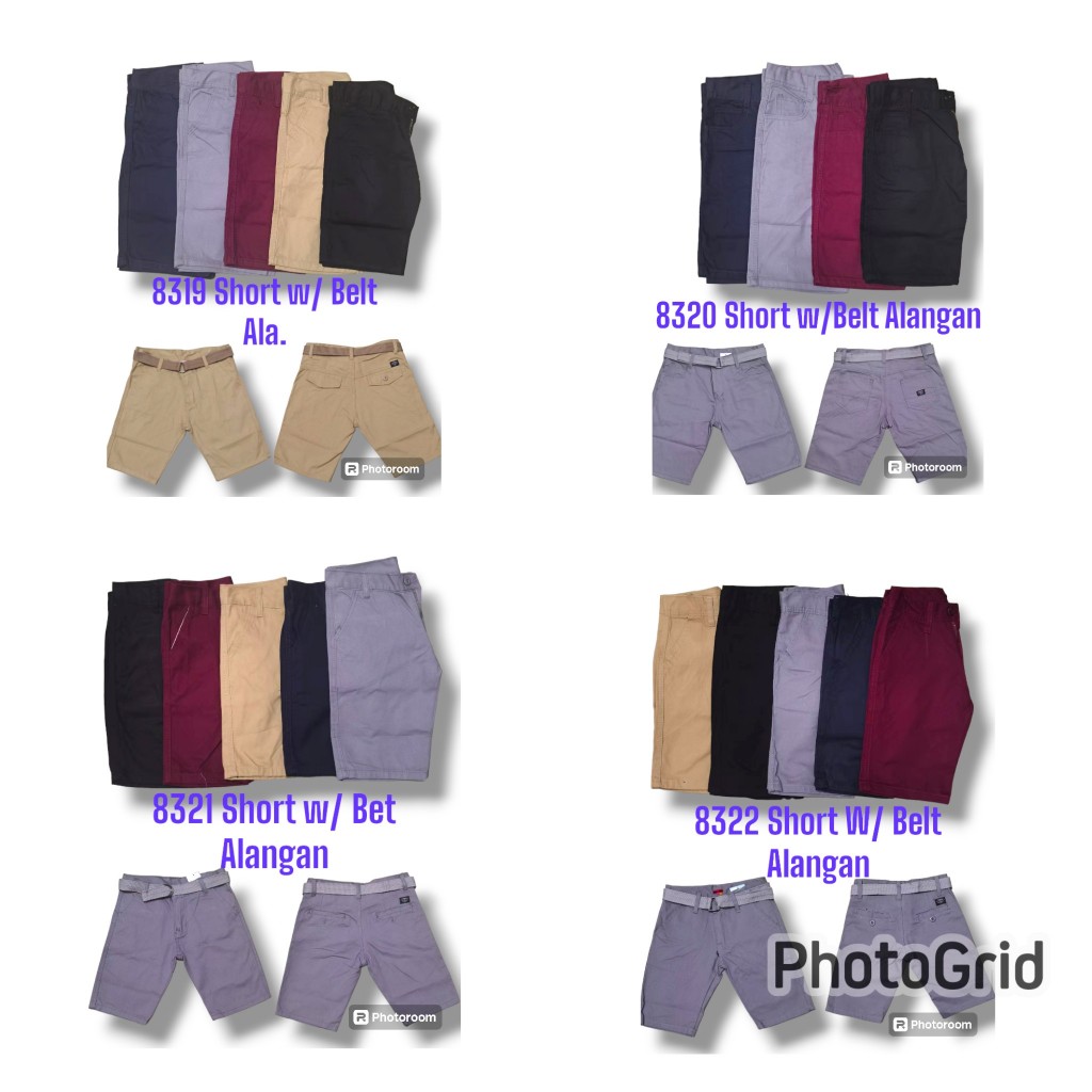 SHORT W/ BELT ALANGAN ( 4 DESIGN ) | Shopee Philippines