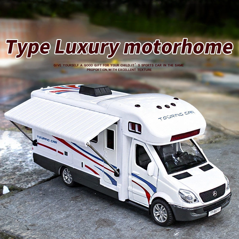 1:30 Diecast Luxury RV Recreational Vehicle Car Model Metal Camper Van ...