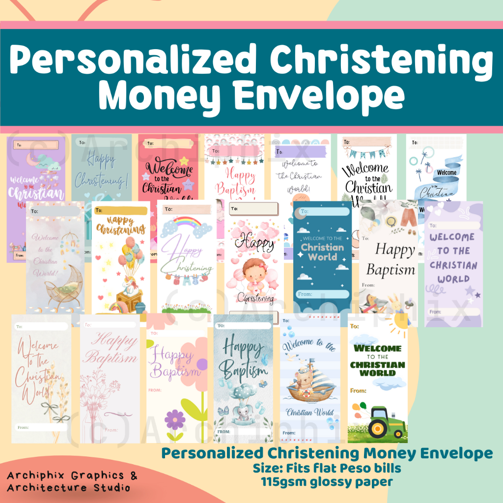 Personalized Christening Baptism Binyag Money Envelope Angpao Gift ...