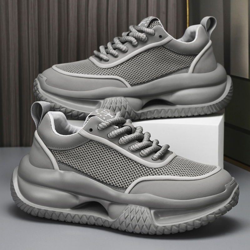 Men's low cut thick sole high rise sports shoes with mesh breathable ...