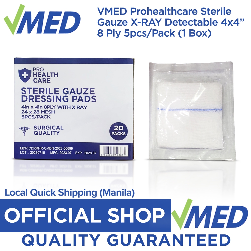 VMED Prohealthcare Sterile Gauze Swabs 4x4 With X-Ray 5pcs Pack ...