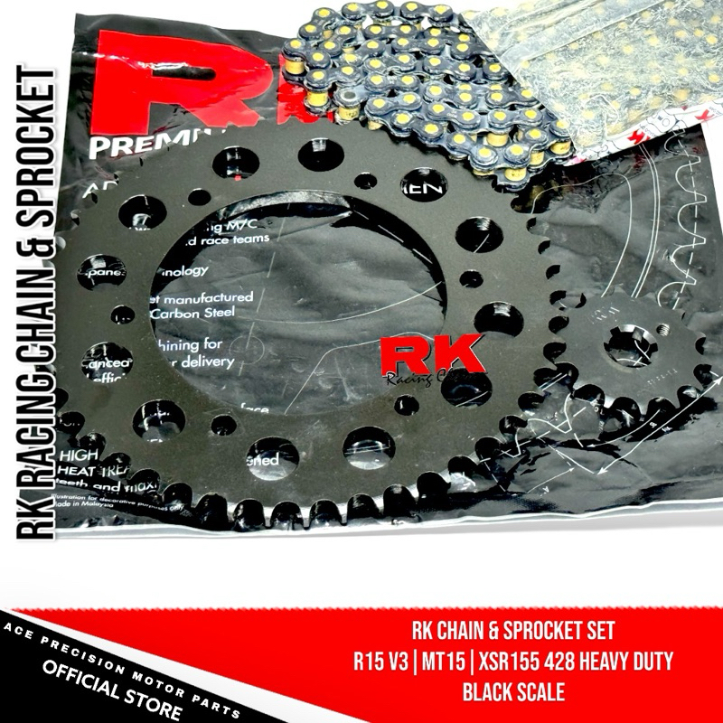 RK CHAIN & SPROCKET SET R15 V3/ MT15/ XSR155 428 Heavy Duty BLACK SCALE Shopee Philippines