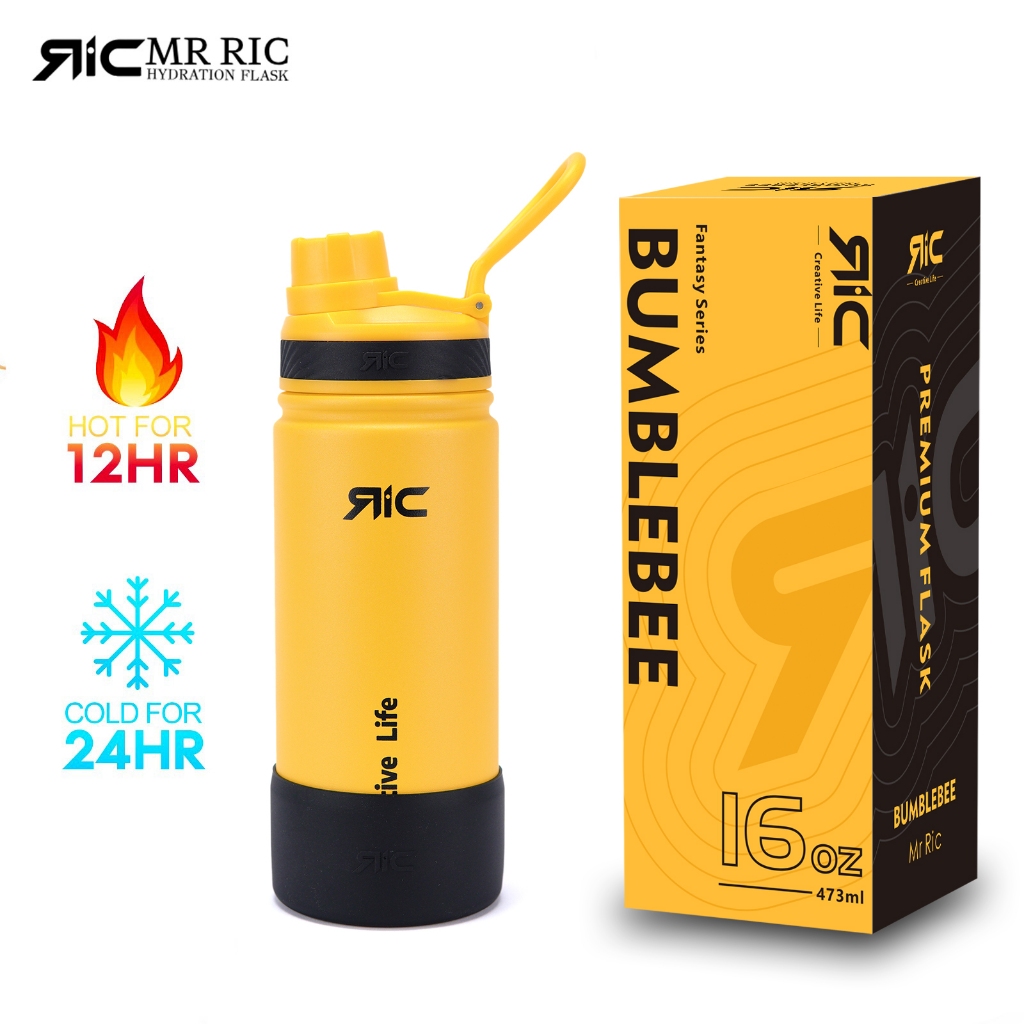 Mr Ric Hydration Flask w/ Free Silicone Boot Insulation Stainless Steel ...