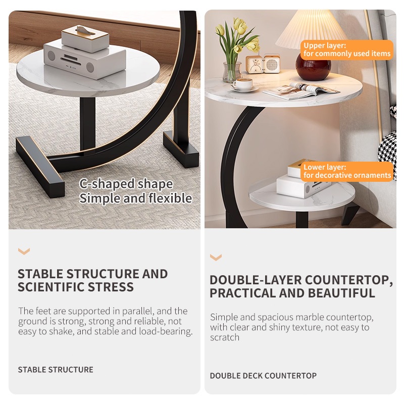 COD Side Table Simple Mini Bedside Coffee Table Round Small Table ...