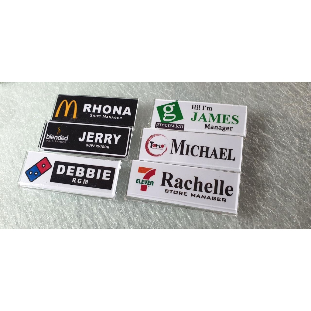 Insertable Acrylic Nameplate with pin | Name Tag | Size 70x25mm ...