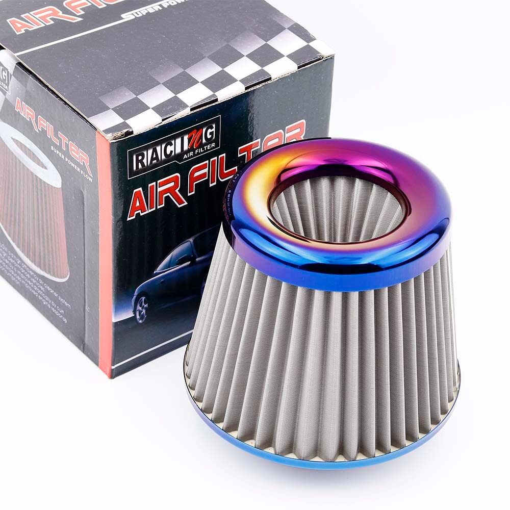 Universal Racing Car Air Filter Stainless Steel Burnt Blue 3