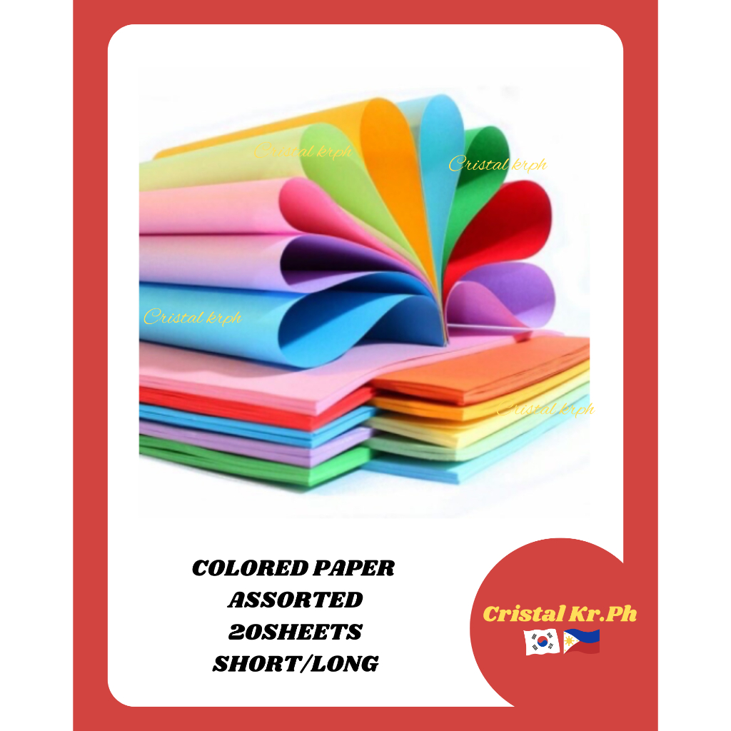 COLORED PAPER ASSORTED 80GSM 20SHEETS SOLD PER PACK | Shopee Philippines