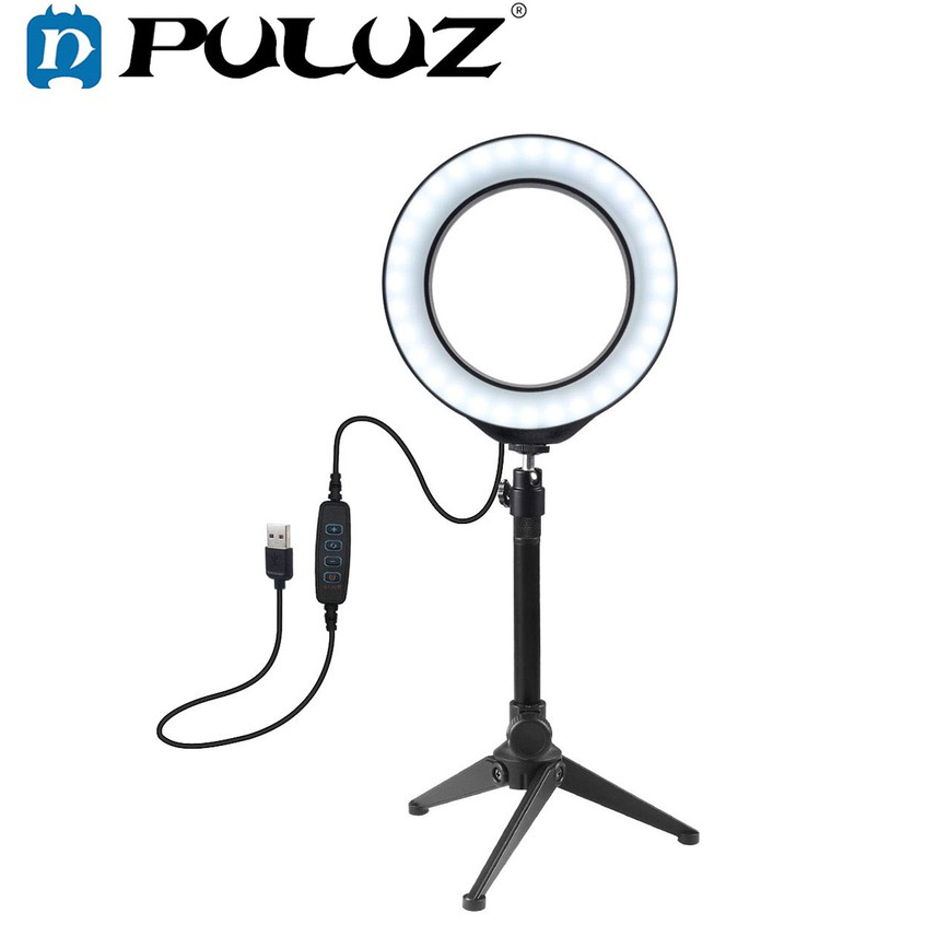 PULUZ 6.2 Inch LED Ring Light Fill Light Desktop Tripod Stand Ball Head ...