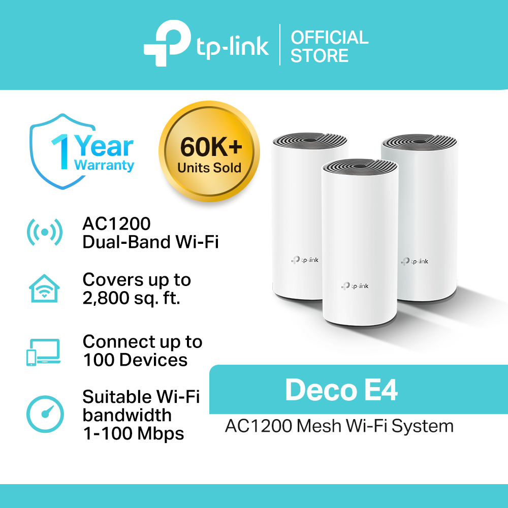 TP-Link | Deco E4 | AC1200 | Wi-Fi 5 | Dual Band | Whole Home Mesh | 0 ...