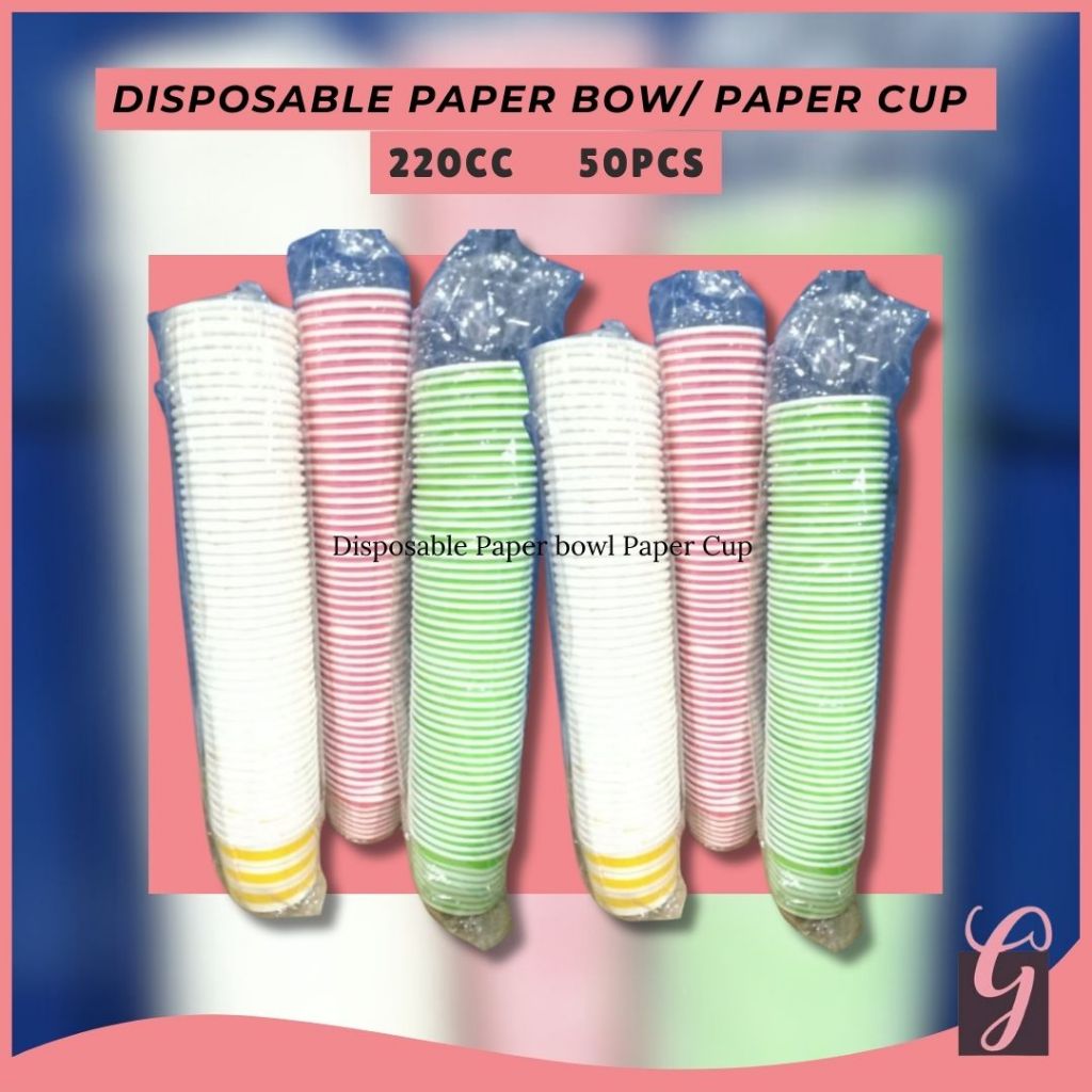 GG | 220cc Disposable Paper Bowl/Paper Cup (Printerd GL) 50 pcs Ice ...