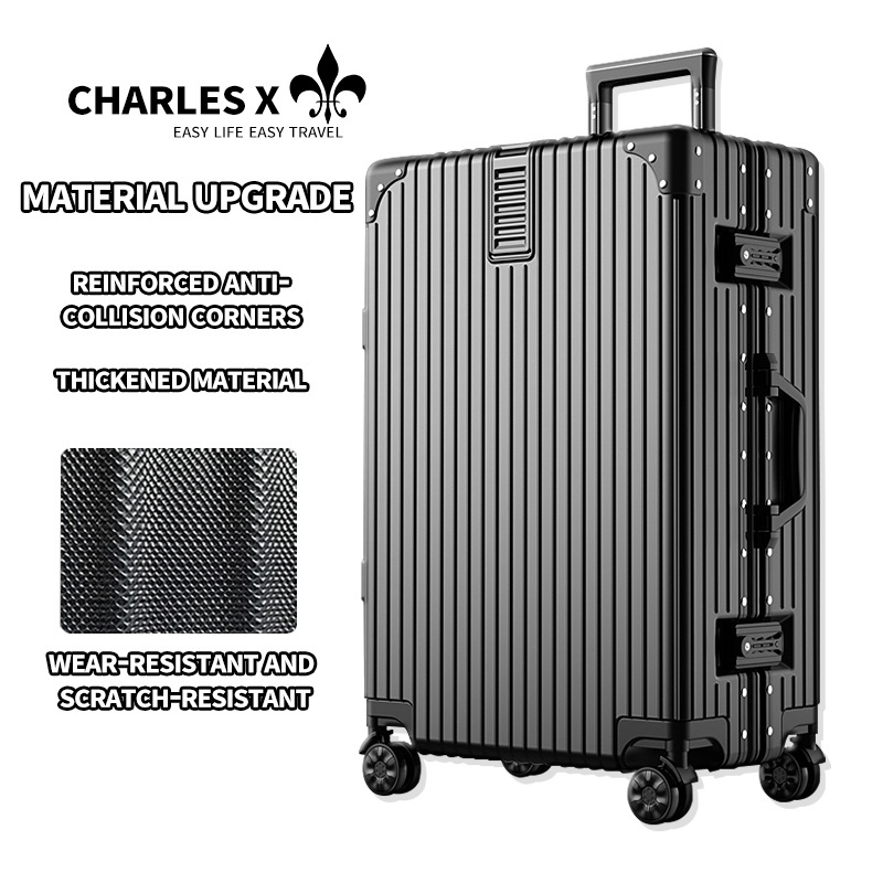 CHARLES X aluminum reinforced luggage hard shell anti-scratch