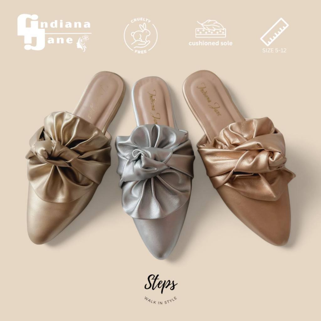 BERLIN Bespoke Metallic Knotted Detail Pointed Mules | Shopee Philippines