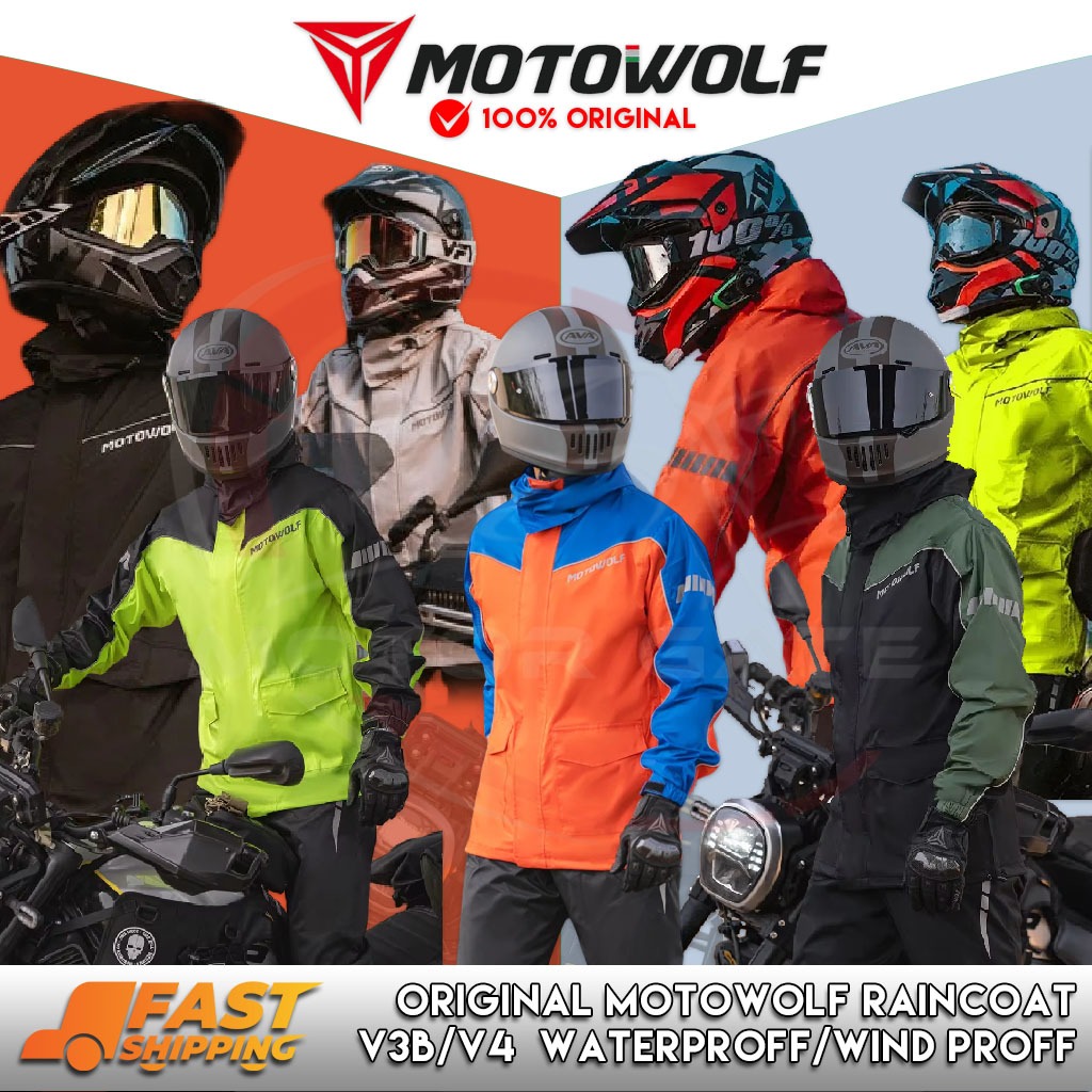 ORIG MOTOWOLF V3B/V4 RAINCOAT UPGRADED DESIGN /JACKET AND PANTS W ...