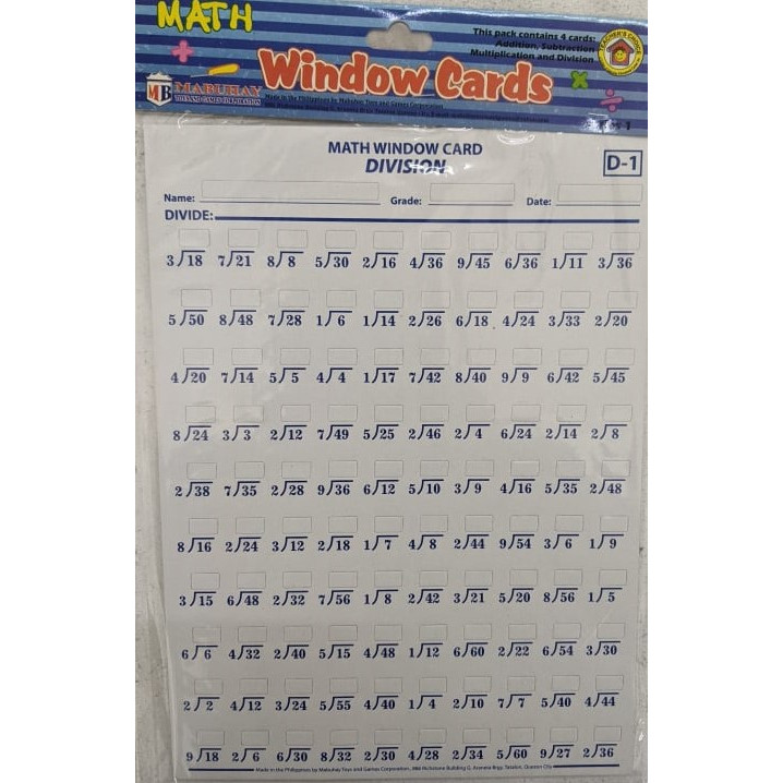 Math Window Cards Series 1 (Teachers Choice) | Shopee Philippines