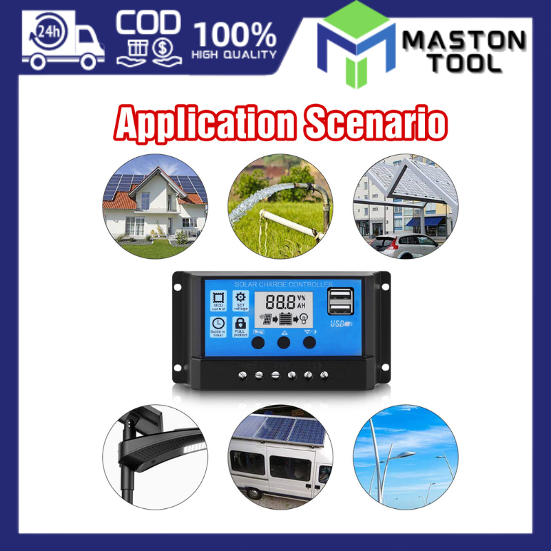10A 20A 30A PWM Solar Charge Controller 12V/24V Bat Regulator Solar ...