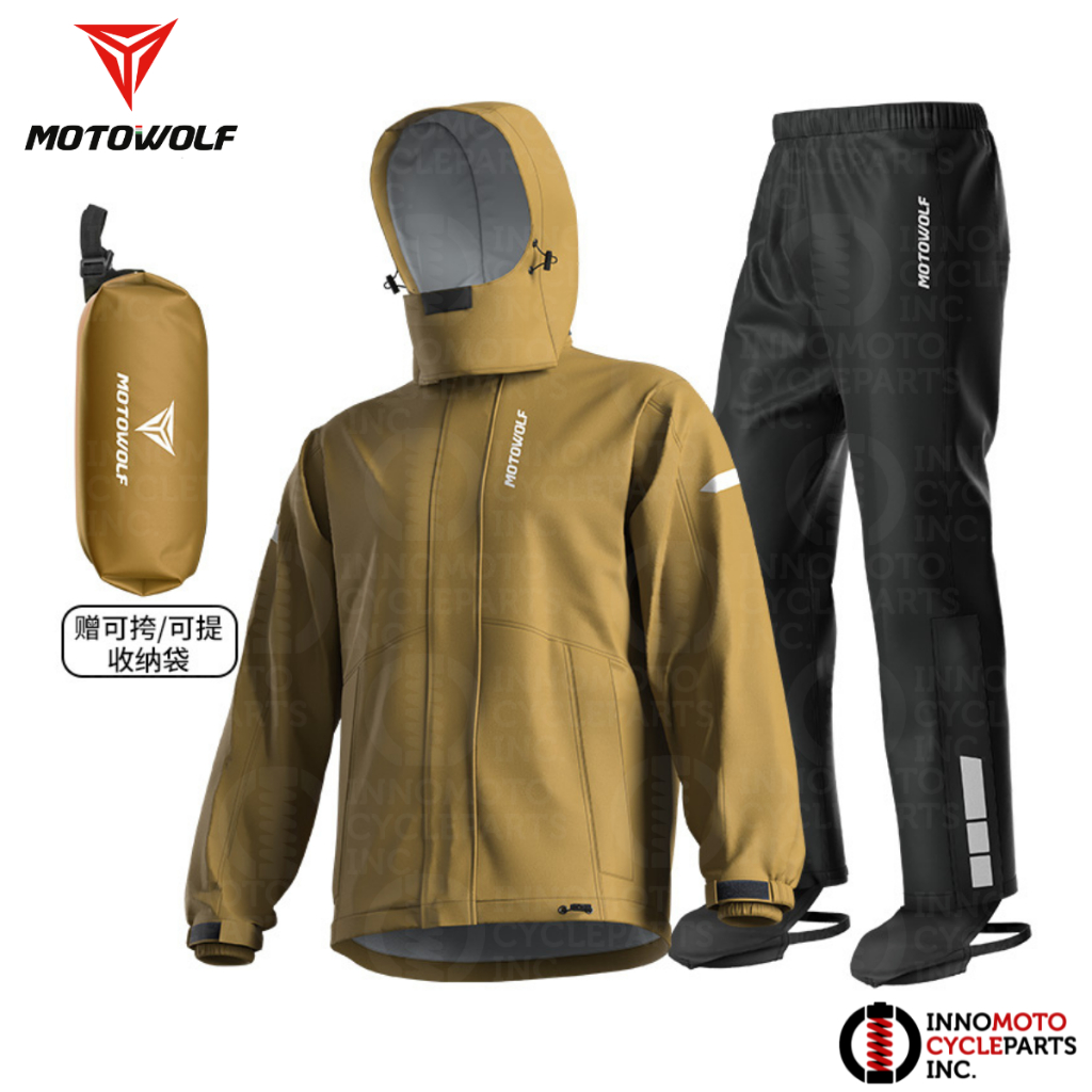 Motowolf New V5 Rain Coat and Pants with Hood and Rain Shoe Cover