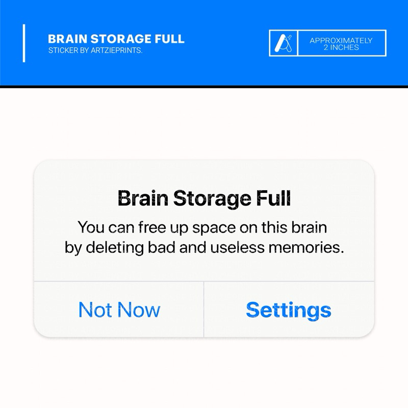 Brain Storage Full Sticker | Matte Laminated Waterproof | For : Laptop ...