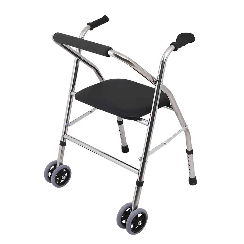 Elderly walker assisted walking non-slip push-sit foldable fracture ...