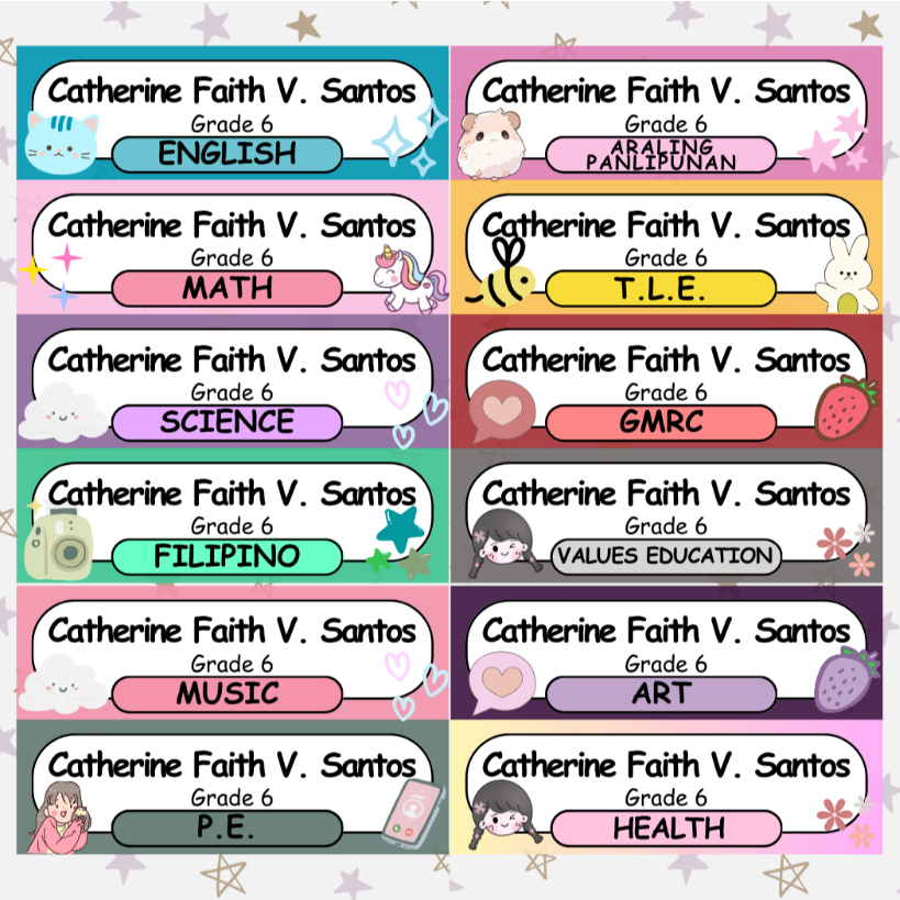 15 NOTEBOOK SUBJECT NAME STICKER LABEL Shopee Philippines