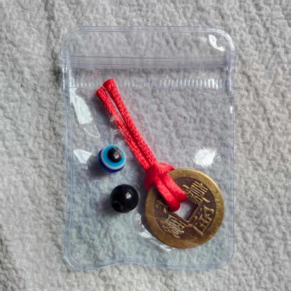 Money and Protection Lucky Charm Black Onyx Evil Eye Lucky Coin Red ...