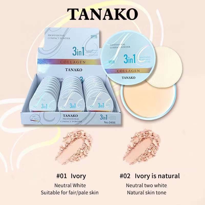 TANAKO COLLAGEN 3in1 FACE POWDER 12H LONG-TERN OIL CONTROL SPF15 ...