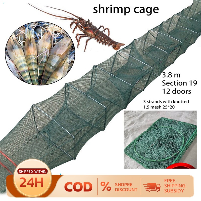 5m Shrimp Cage Fishing Net Lobster Fish Breeding Net Folding Fishnet 17 ...
