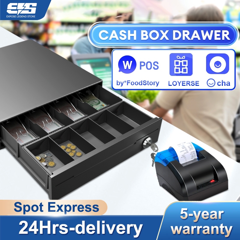 Cash box with drawer Safe Box Lock with Lock Key 4 grid 3 stall Money ...