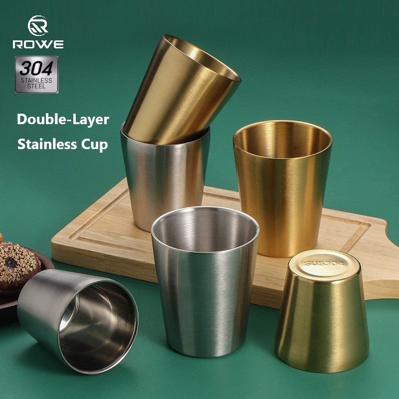 Rowe 175ml/300ml Stainless Steel 304 Cup Double-Layer Korean Metal Cup ...