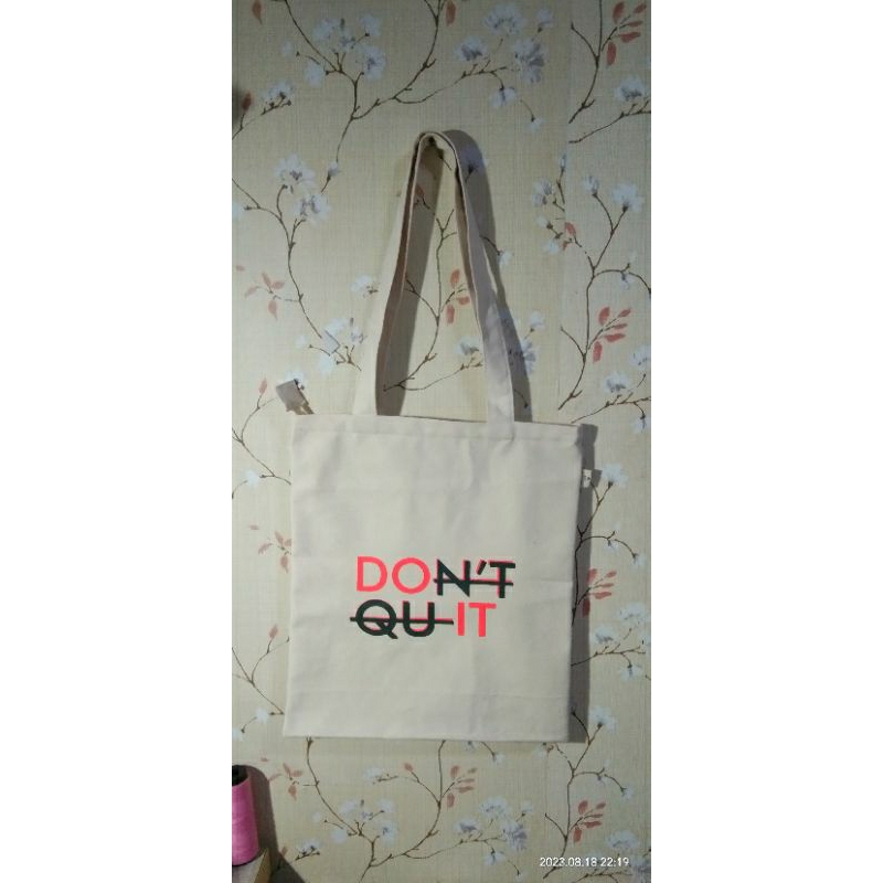 Tote bag with print DON T QUIT JST DO IT canvas fabric Shopee Philippines