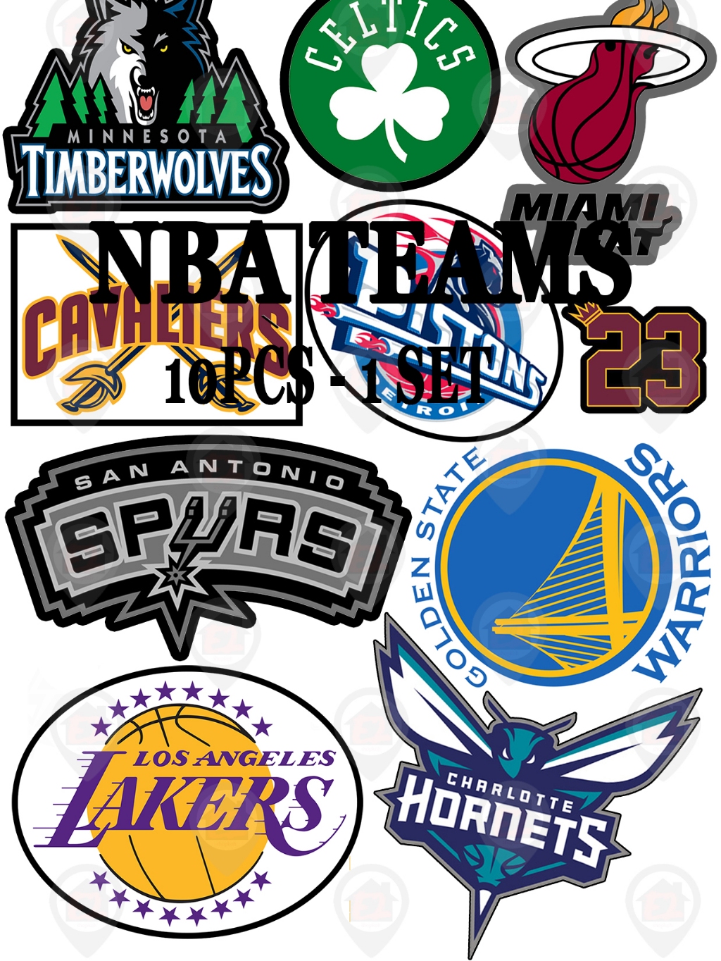 NBA TEAMS LAKERS HORNETS CAVS WATERPROOF AND LAMINATED VINYL STICKERS ...