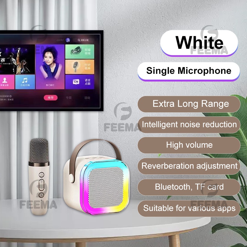Mini Karaoke Wireless Audio Speaker Bluetooth Microphone Portable Home ...