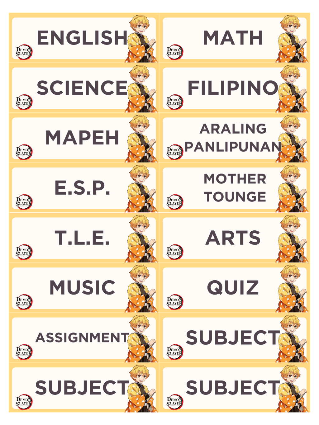 Subject Sticker/Name Sticker/Label Sticker | Shopee Philippines