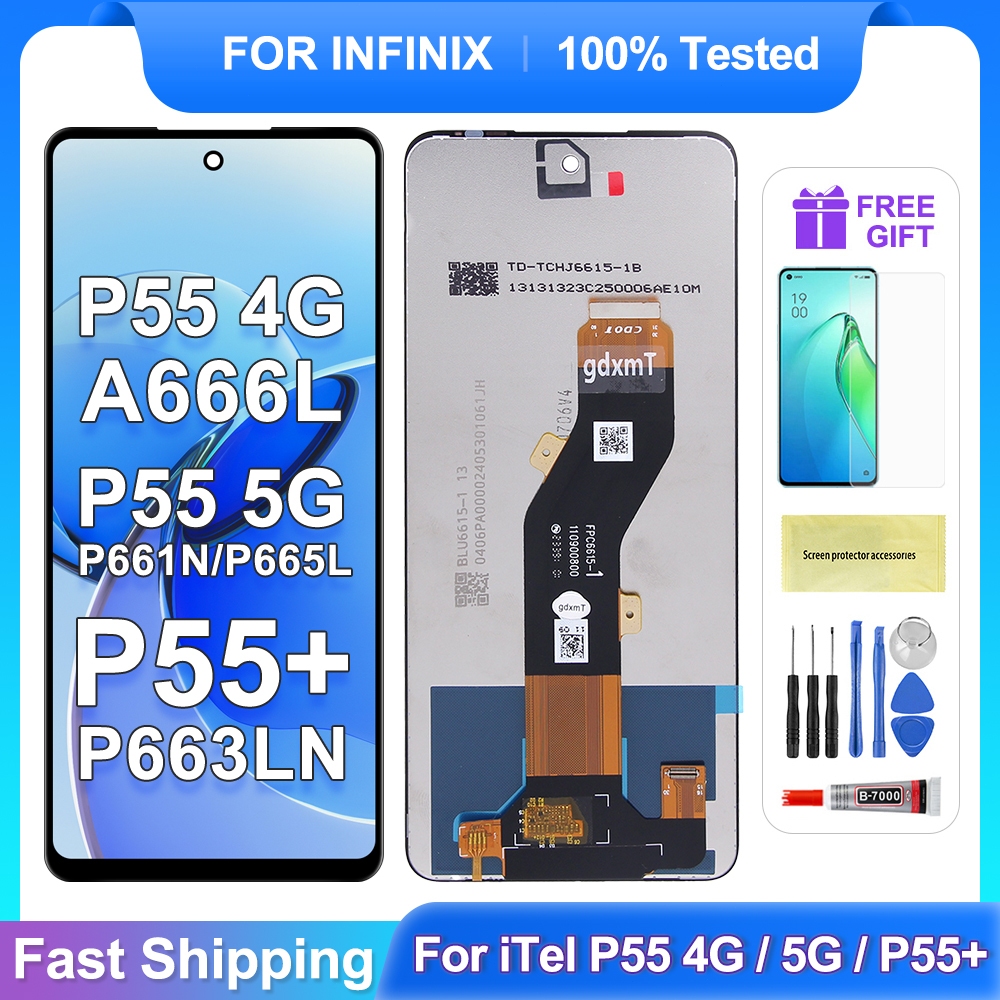 LCD For ITel P55 4G A666L P55 5G P55 LCD Display Touch Screen 