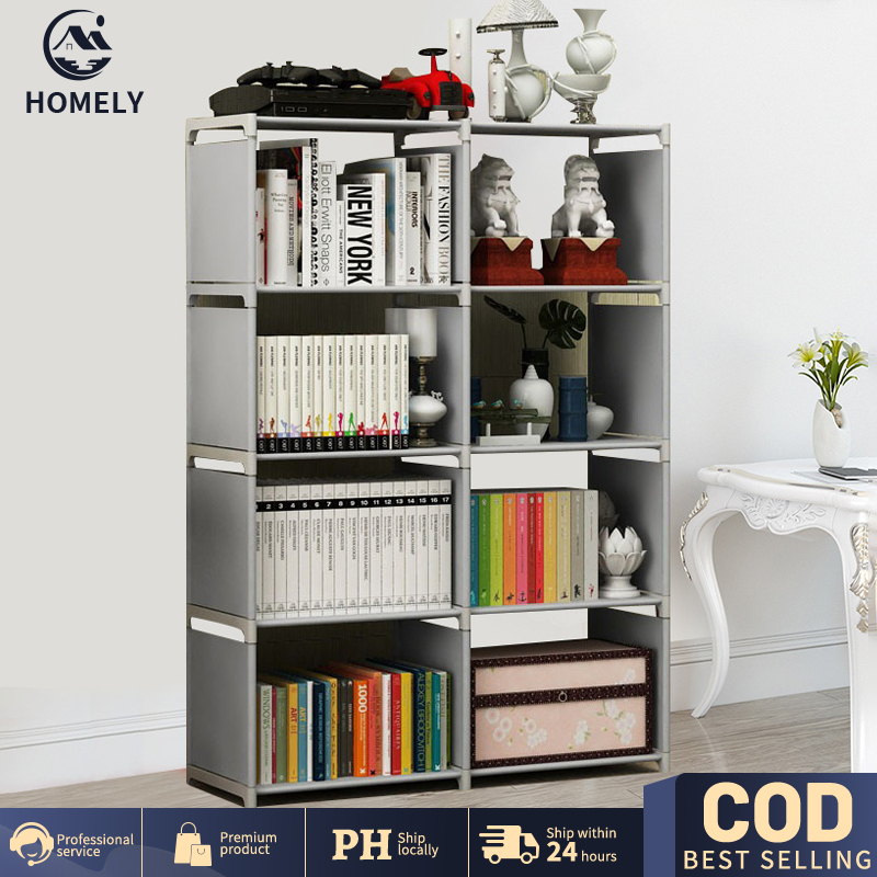 COD 4-Tier 8 Cubes DIY BookShelf Double Storage Rack Storey Simple ...