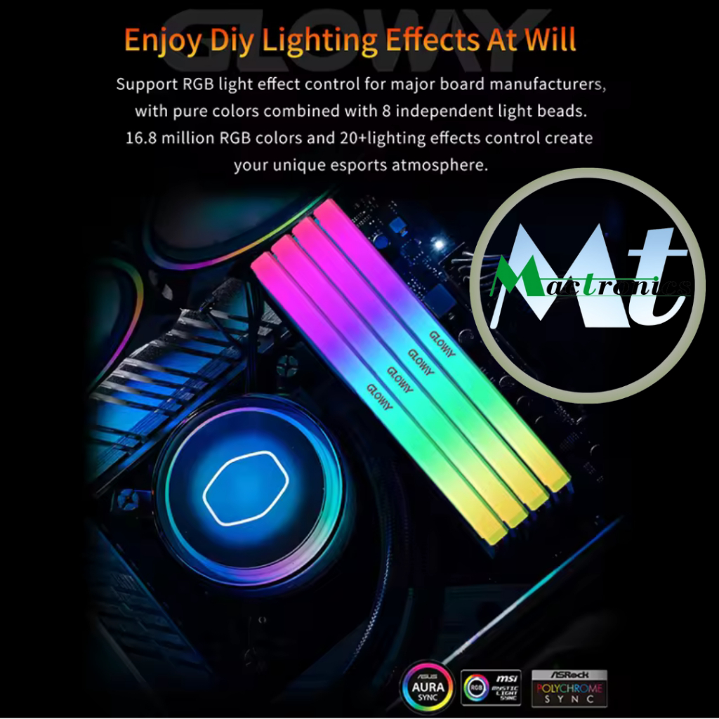 Gloway DDR4 3200 MHZ 16GB (8GBX2) RGB DESKTOP RAM COMPATIBLE WITH