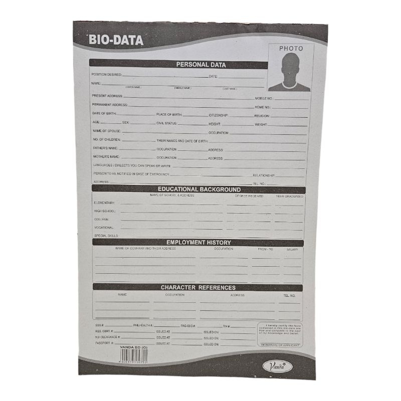 Biodata Pad of 100 Sheets | Shopee Philippines
