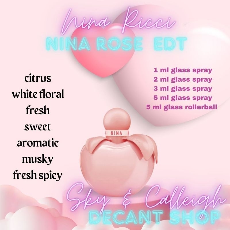 Sample Bottles Authentic Perfume Collection Nina Ricci Nina Rose EDT 1 ...