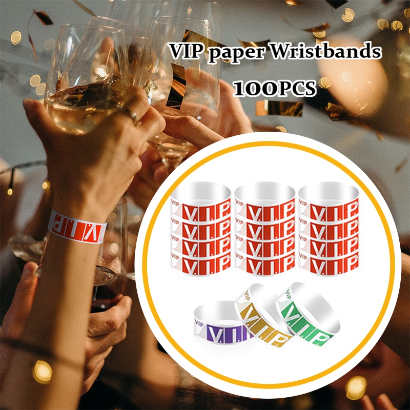 100pcs Disposable VIP Paper Wristbands ID Wrist Bands Waterproof Events ...