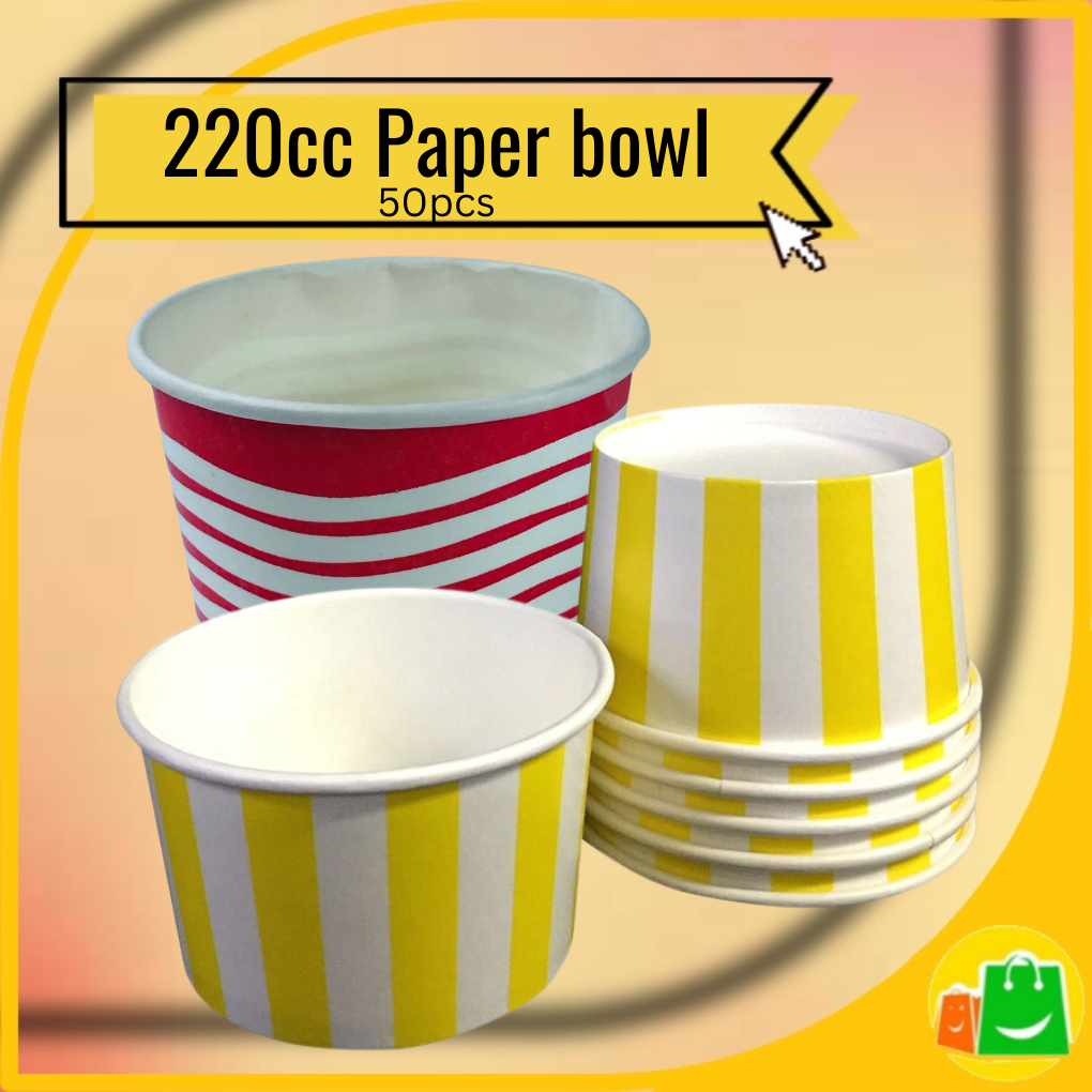 OneClick | 50pcs 220cc Disposable Paper Bowl - Paper Cup - Ice cream ...
