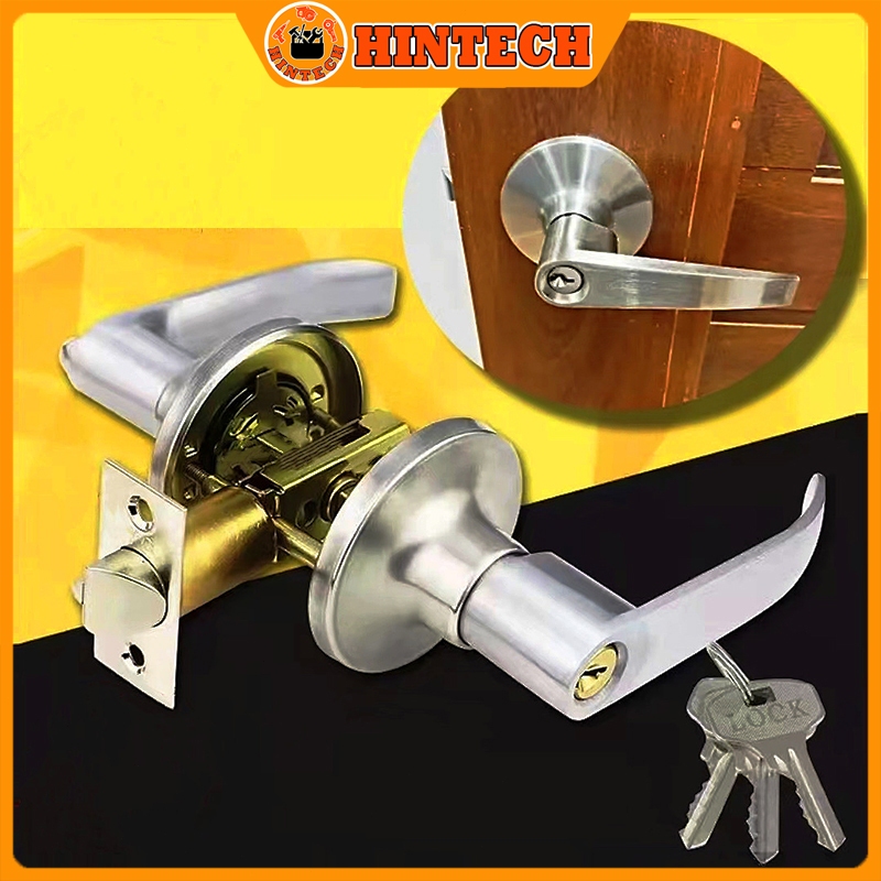 Door Handle Lever Type Lock Set in Stainless Steel Door Handle with 3 ...
