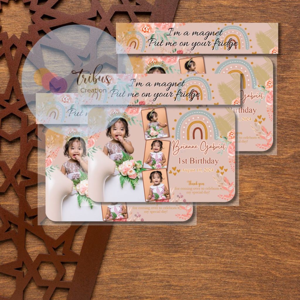 Boho Rainbow Ref magnet souvenir for Christening, Birthday, Dedication ...