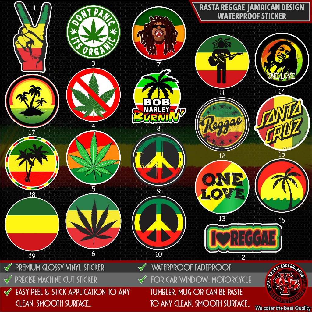 Rasta Reggae Sticker Bob Marley Waterproof | Shopee Philippines